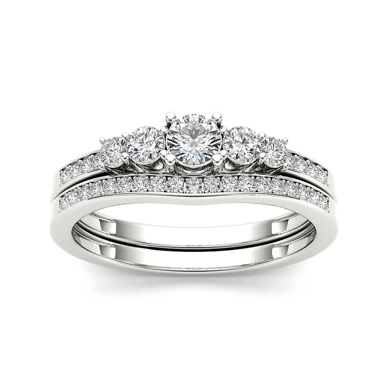 1 CT.T.W. Natural Diamond 14K Gold Bridal Ring Set