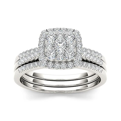 1/ CT.T.W. Natural Diamond 10K White Gold Bridal Set