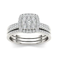 1/2 CT.T.W. Natural Diamond 10K White Gold Bridal Set