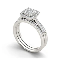 1/2 CT.T.W. Natural Diamond 10K White Gold Bridal Set