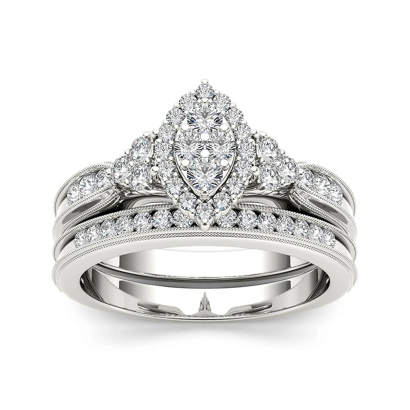 CT.T.W. Natural Diamond 10K White Gold Bridal Ring Set
