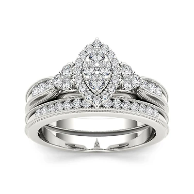 CT.T.W. Natural Diamond 10K White Gold Bridal Ring Set