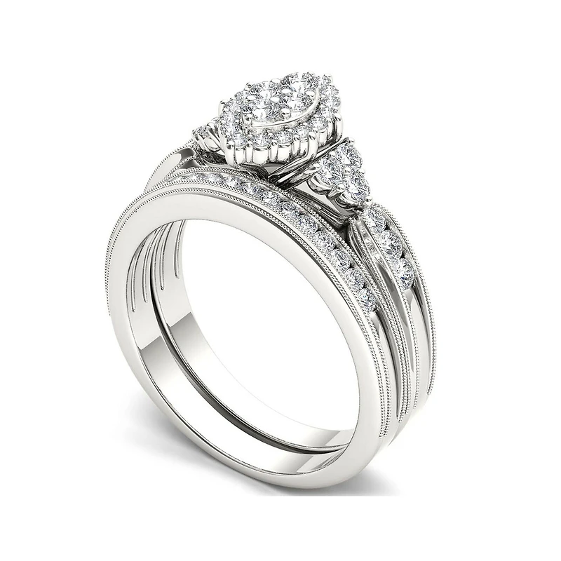 CT.T.W. Natural Diamond 10K White Gold Bridal Ring Set