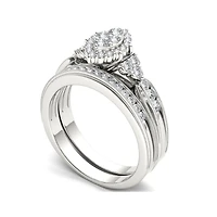 CT.T.W. Natural Diamond 10K White Gold Bridal Ring Set