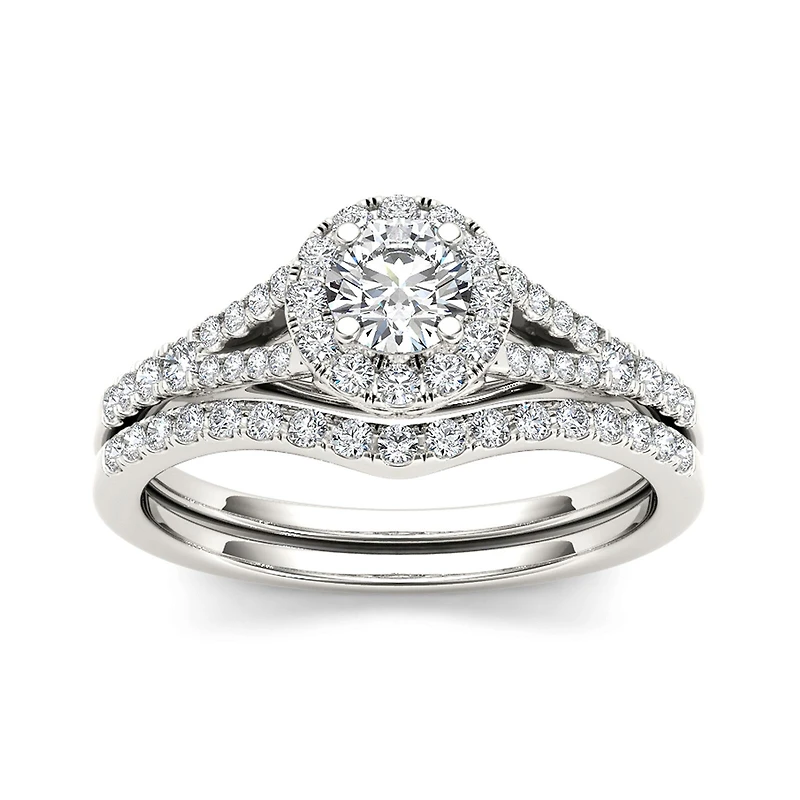 3/4 CT.T.W. Natural Diamond 10K Gold Bridal Ring Set