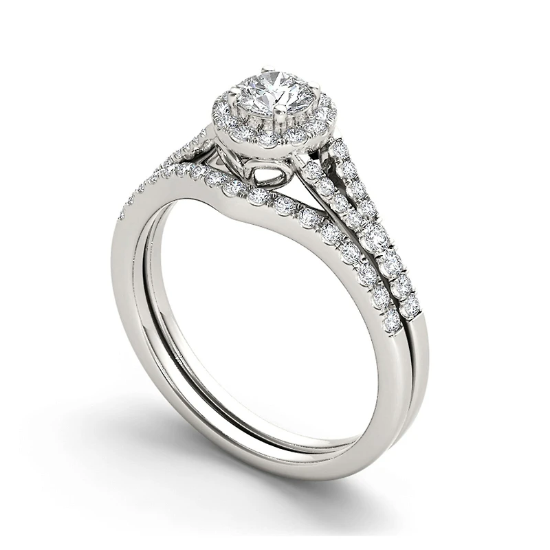 3/4 CT.T.W. Natural Diamond 10K Gold Bridal Ring Set
