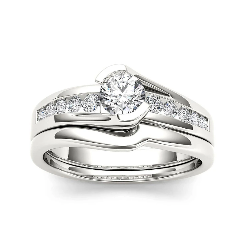 1/2 CT.T.W. Natural Diamond 14K White Gold Bridal Ring Set