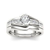 1/2 CT.T.W. Natural Diamond 14K White Gold Bridal Ring Set