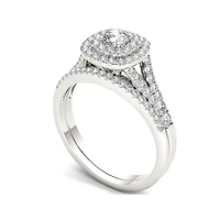 1 CT.T.W. Natural Diamond 10K White Gold Engagement Ring Set