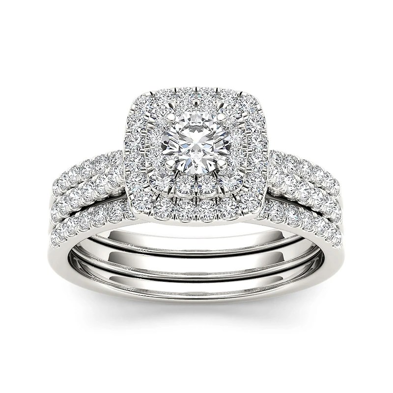 1 CT.T.W. Natural Diamond 10K White Gold Bridal Set