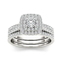1 CT.T.W. Natural Diamond 10K White Gold Bridal Set