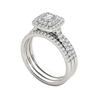 1 CT.T.W. Natural Diamond 10K White Gold Bridal Set