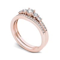 1/2 CT.T.W. Natural Diamond 14K Rose Gold Bridal Ring Set