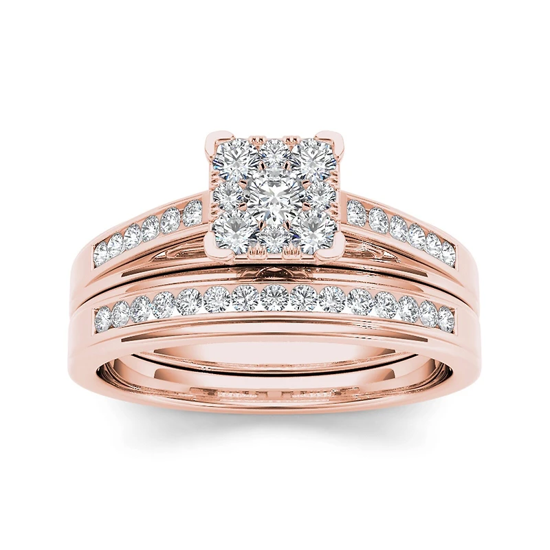 CT.T.W. Natural Diamond 10K Rose Gold Bridal Ring Set
