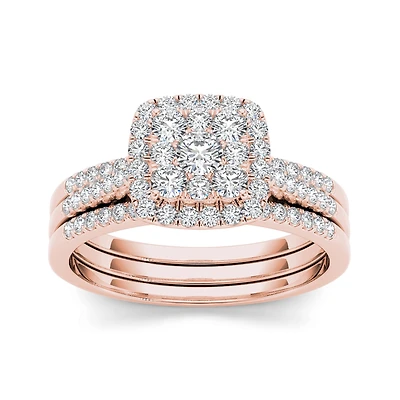 1/2 CT.T.W. Natural Diamond 10K Rose Gold Bridal Set