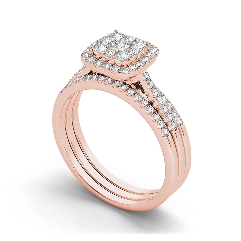 1/2 CT.T.W. Natural Diamond 10K Rose Gold Bridal Set
