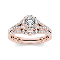 3/4 CT.T.W. Natural Diamond 10K Rose Gold Bridal Set Ring