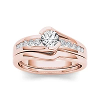 1/2 CT.T.W. Natural Diamond 14K Rose Gold Bridal Ring Set