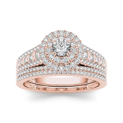 1 CT.T.W. Natural Diamond 10K Rose Gold Bridal Set
