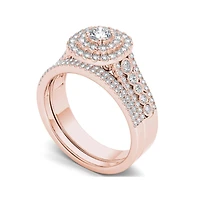 1 CT.T.W. Natural Diamond 10K Rose Gold Bridal Ring Set