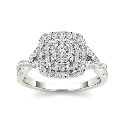 1/2 CT.T.W. Natural Diamond 10K White Gold Engagement Ring