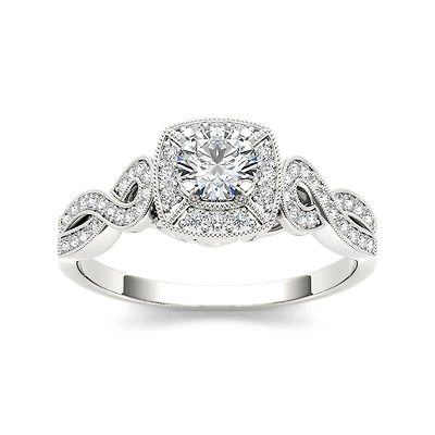 1/2 CT.T.W. Natural Diamond 14K White Gold Engagement Ring