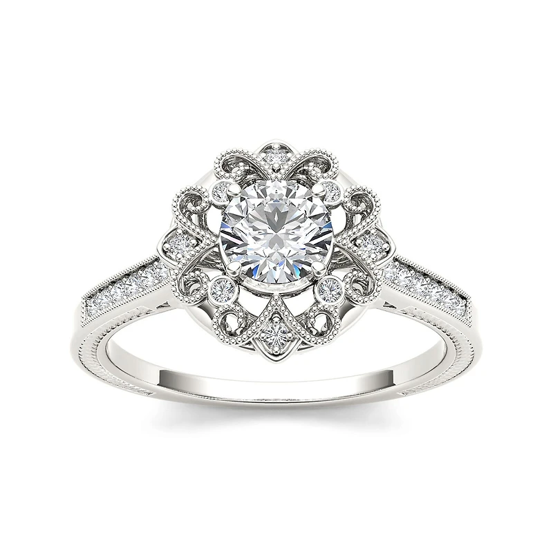 1/2 CT.T.W. Natural Diamond 14K White Gold Engagement Ring