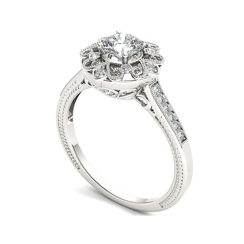 1/2 CT.T.W. Natural Diamond 14K White Gold Engagement Ring