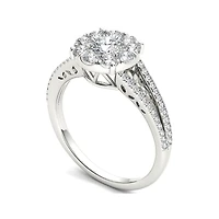1 CT.T.W. Natural Diamond Cluster 10K White Gold Engagement Ring