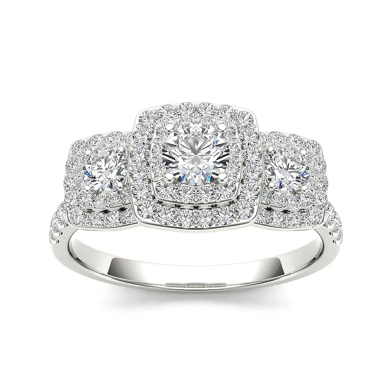 1 CT.T.W. Natural Diamond 10K White Gold Engagement Ring