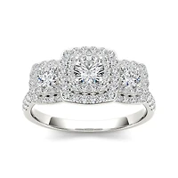 1 CT.T.W. Natural Diamond 10K White Gold Engagement Ring