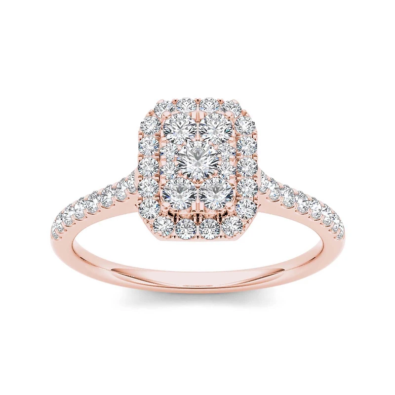 3/4 CT.T.W. Natural Diamond 10K Rose Gold Square-Shaped Engagement Ring