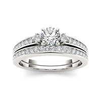 1 CT.T.W. Natural Diamond 14K White Gold Bridal Set