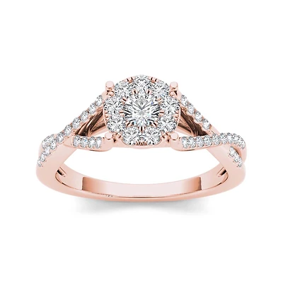 3/4 CT.T.W. Natural Diamond 10K Rose Gold Engagement Ring