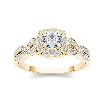 1/2 CT.T.W. Natural Diamond 14K Yellow Gold Engagement Ring