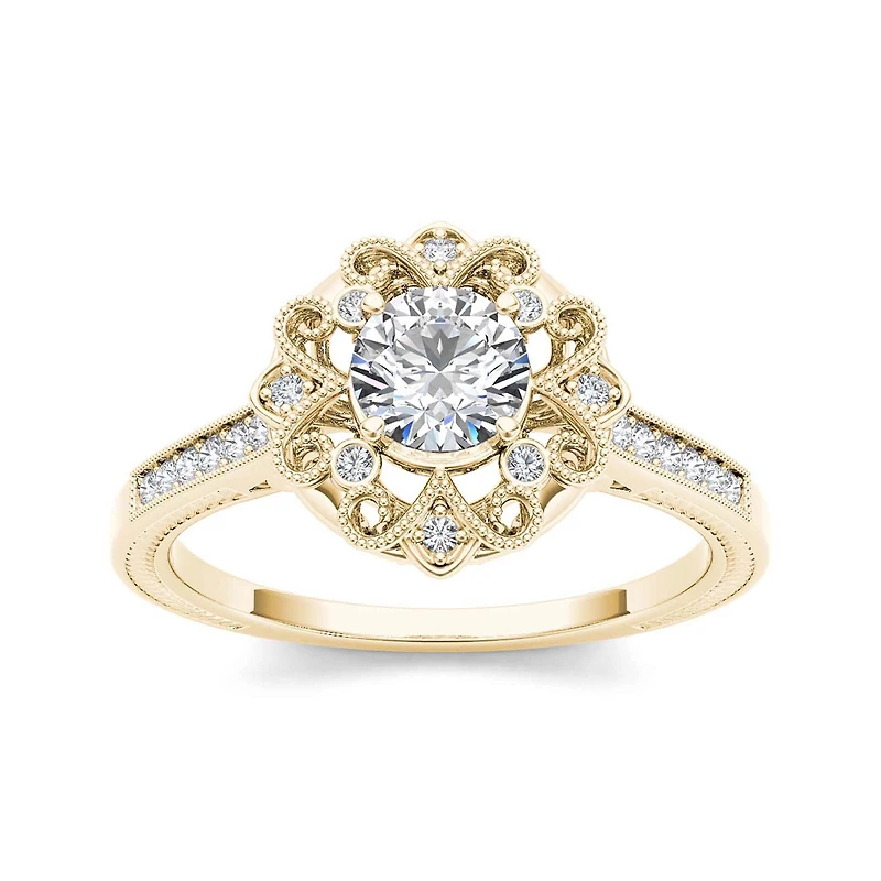 1/2 CT.T.W. Natural Diamond 14K Yellow Gold Engagement Ring