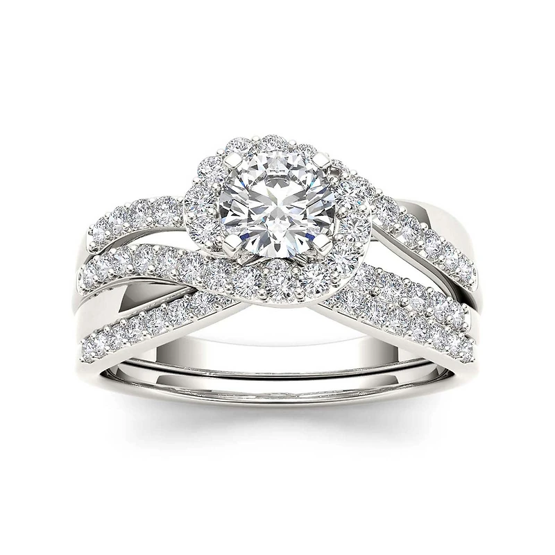 1 CT.T.W. Natural Diamond 14K Yellow Gold Bridal Set