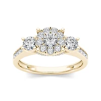 1 CT.T.W. Natural Diamond 10K Yellow Gold 3-Stone Ring