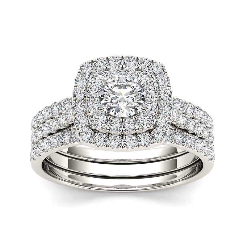 1 1/2 CT.T.W. Natural Diamond 10K White Gold Bridal Set