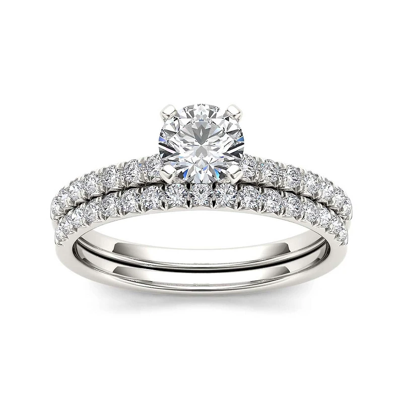 1 CT.T.W. Natural Diamond 14K White Gold Bridal Set