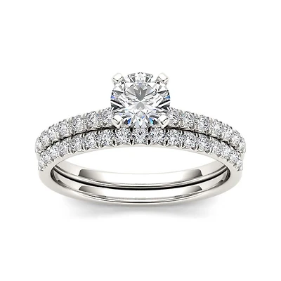 1 CT.T.W. Natural Diamond 14K White Gold Bridal Set