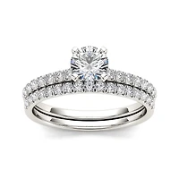 1 CT.T.W. Natural Diamond 14K White Gold Bridal Set