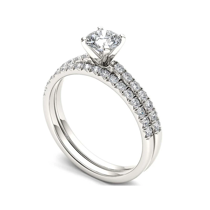 1 CT.T.W. Natural Diamond 14K White Gold Bridal Set