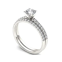 1 CT.T.W. Natural Diamond 14K White Gold Bridal Set