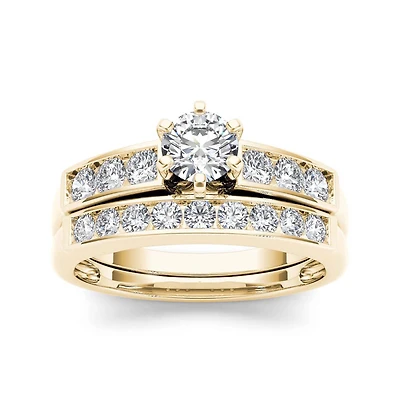 1 CT.T.W. Natural Diamond 14K Yellow Gold Bridal Ring Set
