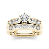 1 CT.T.W. Natural Diamond 14K Yellow Gold Bridal Ring Set