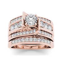 1 CT.T.W. Natural Diamond 14K Gold Bridal Set