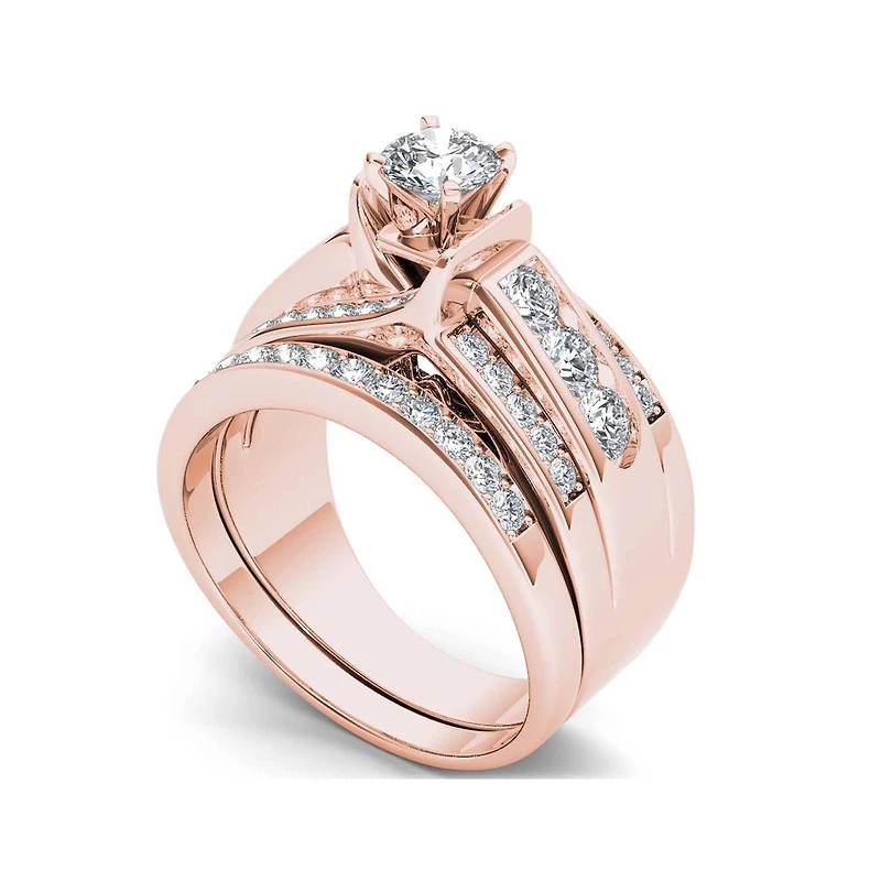 1 CT.T.W. Natural Diamond 14K Gold Bridal Set