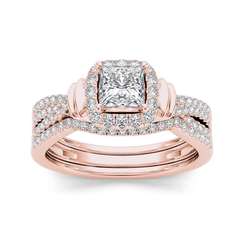 1 CT.T.W. Natural Diamond 14K Rose Gold Bridal Set