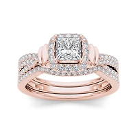 1 CT.T.W. Natural Diamond 14K Rose Gold Bridal Set